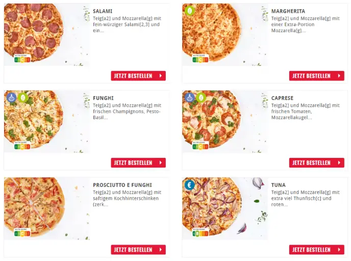 DOMINO’S TRADITIONAL PIZZA MENÜ