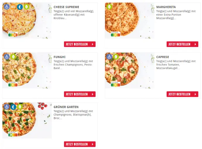 DOMINO’S VEGGIE PIZZA SPEISEKARTE