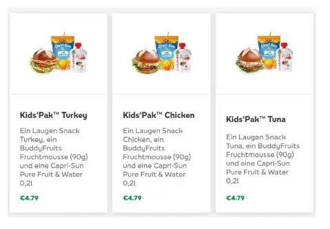 SUBWAY KIDS’PAKTM SPEISEKARTE 