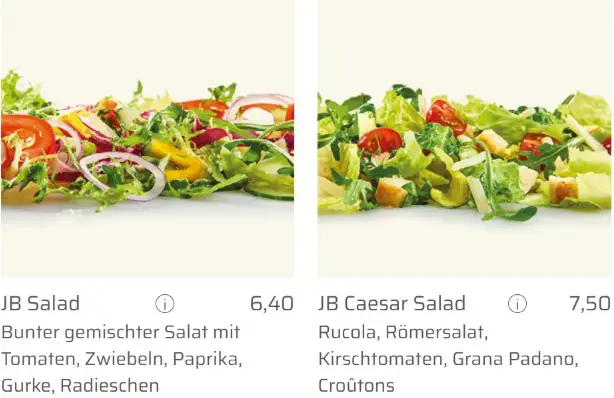 JIM BLOCK SALADS SPEISEKARTE