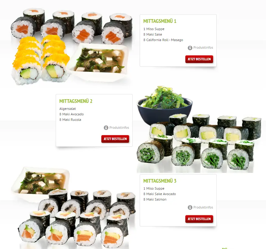 Yoko Sushi Mittagsmenü Speisekarte Preise